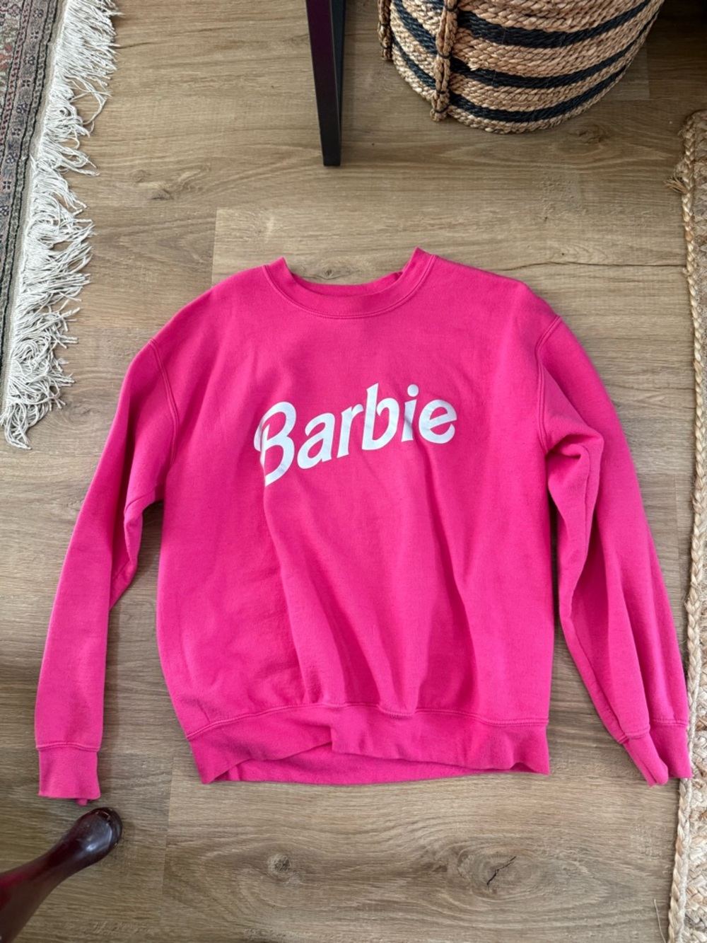 Barbie Bright Pink Logo Crewneck Sweater
